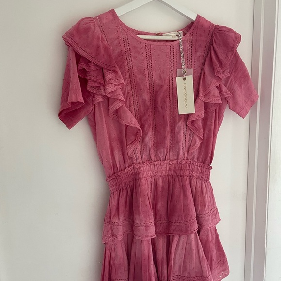 LoveShackFancy Natasha Dress in Bordeaux Hand Dye NWT - Picture 4 of 9